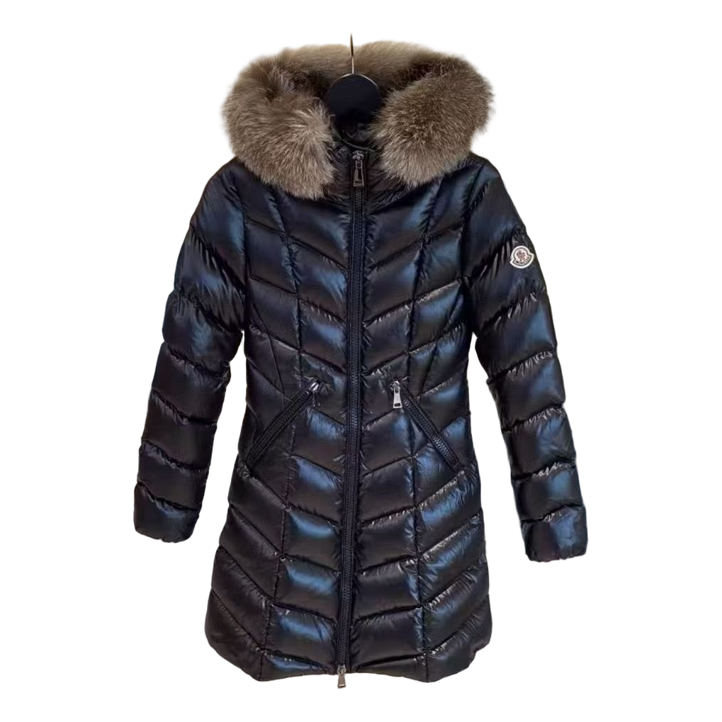 Moncler Fulmarus Chevron-Quilted Hooded Puffer Coat – Black