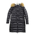 Moncler Four-Pocket Fur-Trim Hooded Long Puffer Coat – Black