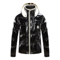 Moncler Contrast-Trim Glossy Hooded Puffer Jacket