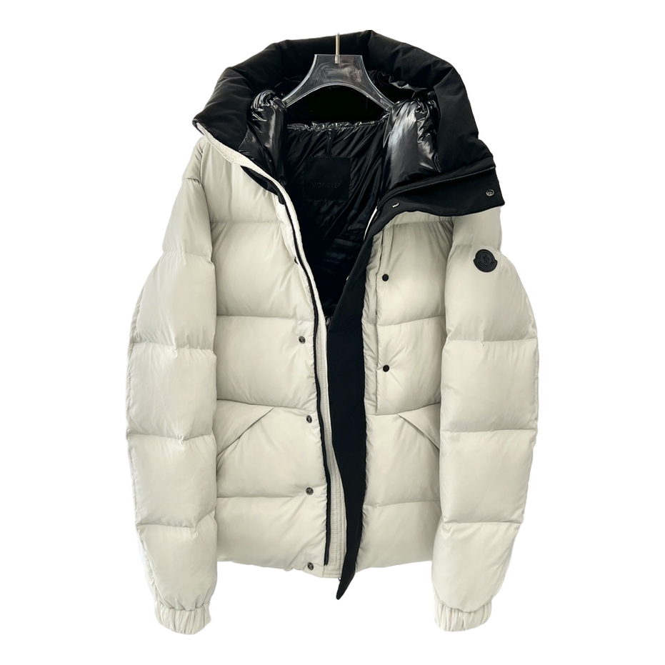 Moncler Contrast-Hood Color-Block Puffer Jacket