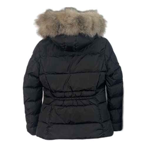 Moncler Cinched-Waist Fur-Trim Hooded Puffer Jacket - Black
