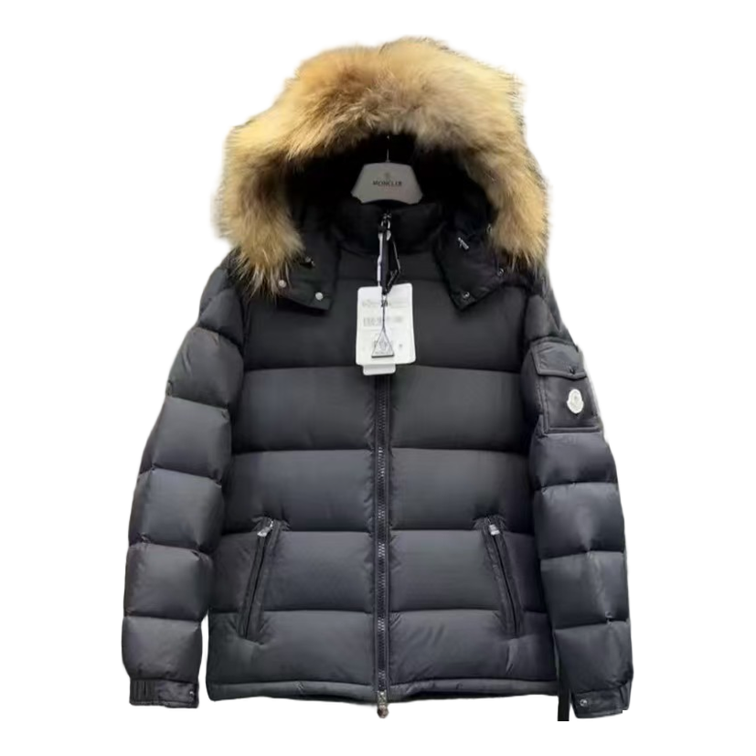 Moncler Fur-Trim Hooded Puffer Jacket – Black