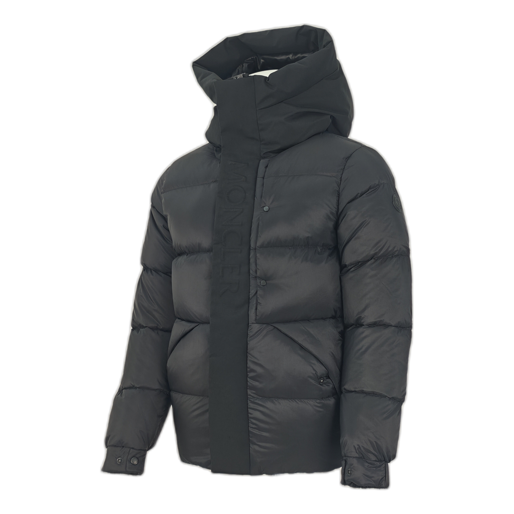 Moncler Tonal-Logo High-Collar Puffer Jacket – Black