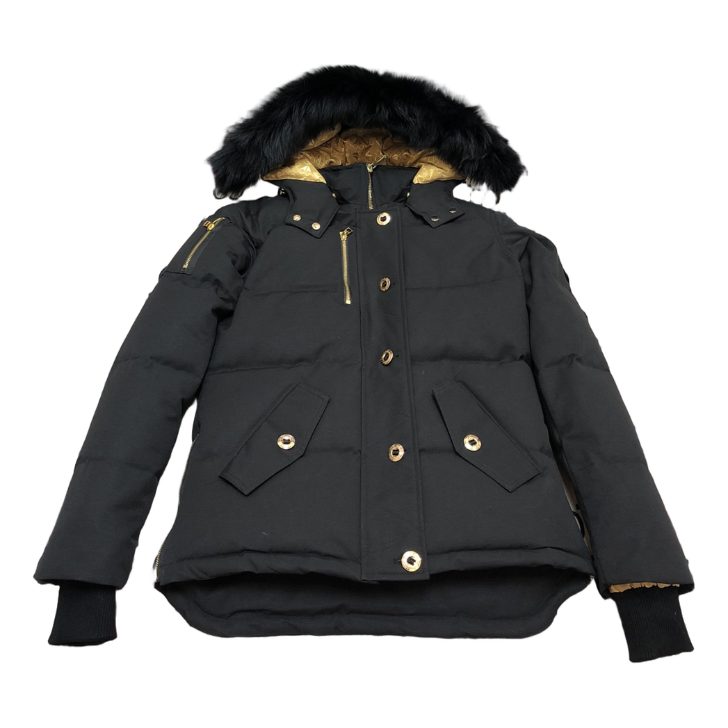 Moose Knuckles Gold 3Q Fur-Trim Hooded Puffer Jacket – Black
