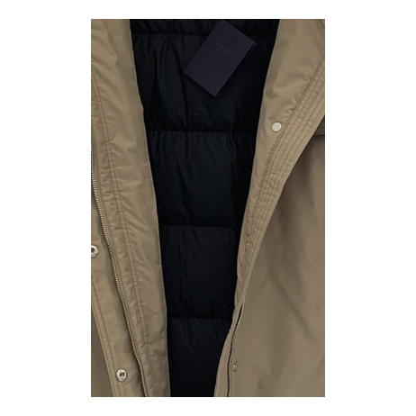 Prada Belted Fur-Trim Hooded Coat – Beige