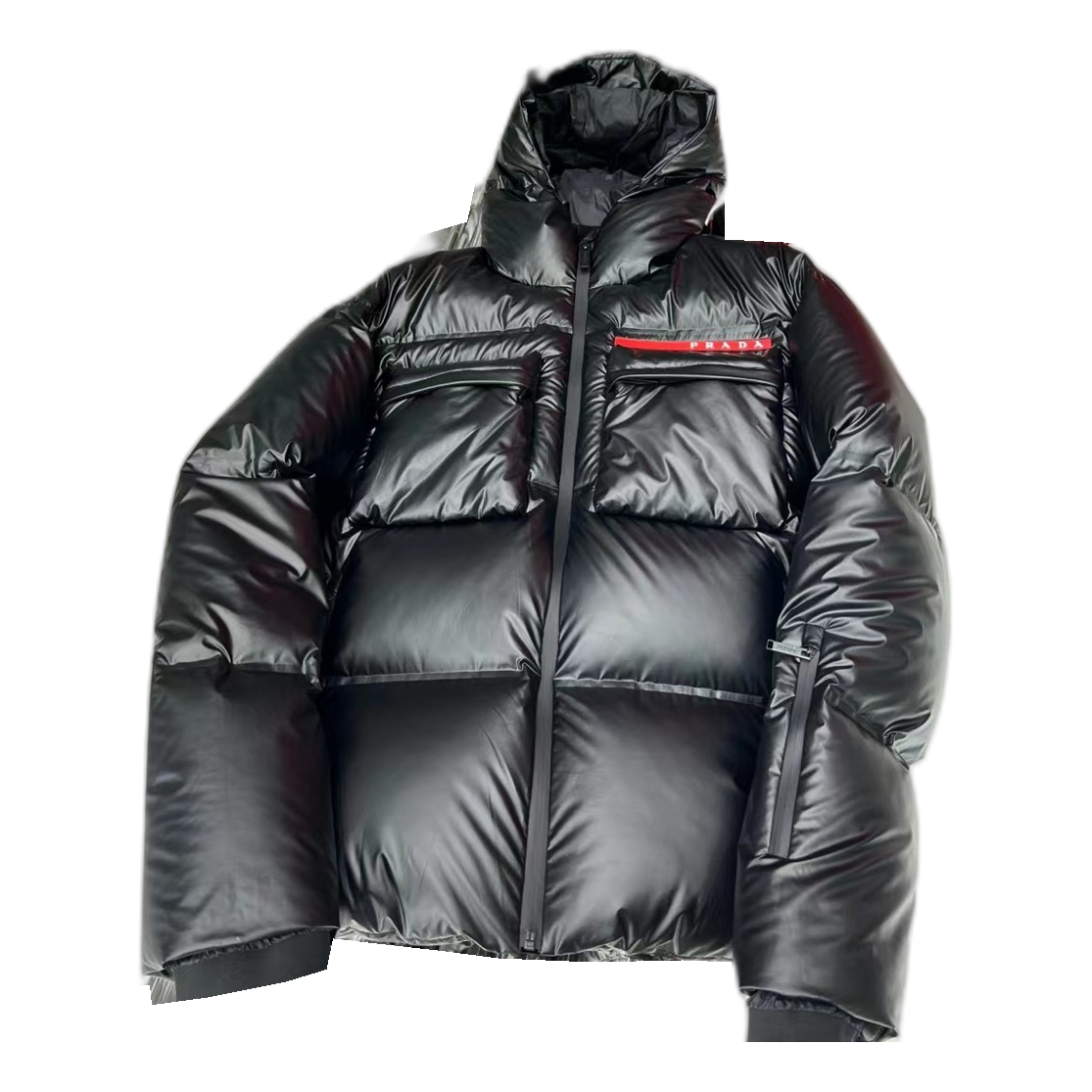 Prada Linea Rossa Hooded Puffer Jacket – Black